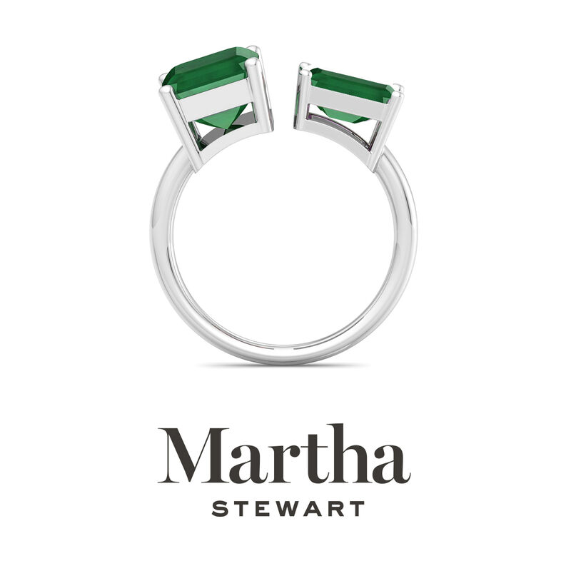 Martha Stewart 4 1/2ctw. Emerald Two Stone Ring In Sterling Silver image number null